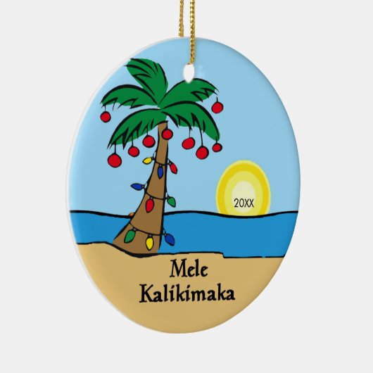 Palm Tree Tropical Hawaiian Kerstversier Keramisch Ornament (Rechts)