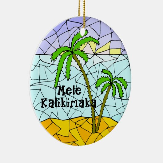 Palm Tree Tropical Hawaiian Kerstversier Keramisch Ornament (Rechts)