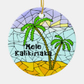 Palm Tree Tropical Hawaiian Kerstversier Keramisch Ornament (Voorkant)