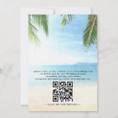 Palm Tree Tropical Island Beach QR Code Wedding Kaart (Achterkant)