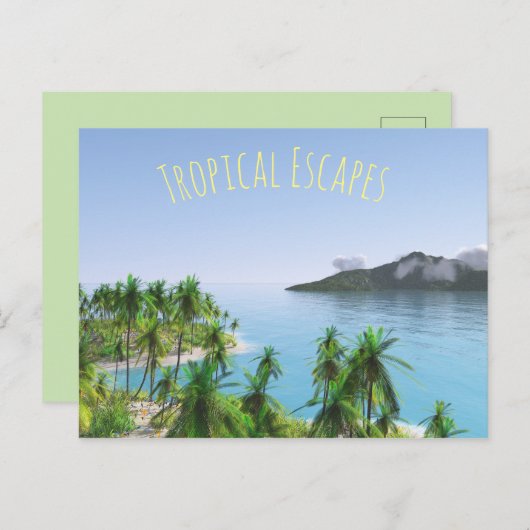 Palm Tree Tropical Island Briefkaart (Voorkant / Achterkant)