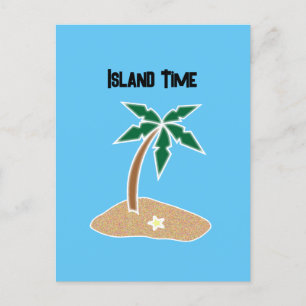 Palm Tree Tropical Island Fun Beach Travel Cartoon Briefkaart
