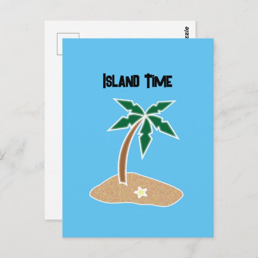 Palm Tree Tropical Island Fun Beach Travel Cartoon Briefkaart (Voorkant / Achterkant)