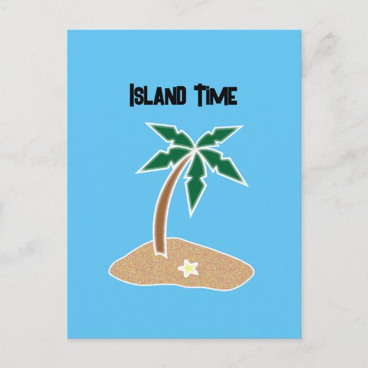 Palm Tree Tropical Island Fun Beach Travel Cartoon Briefkaart (Voorkant)