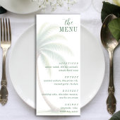 Palm Tree Tropical Island Watercolor Green Menu