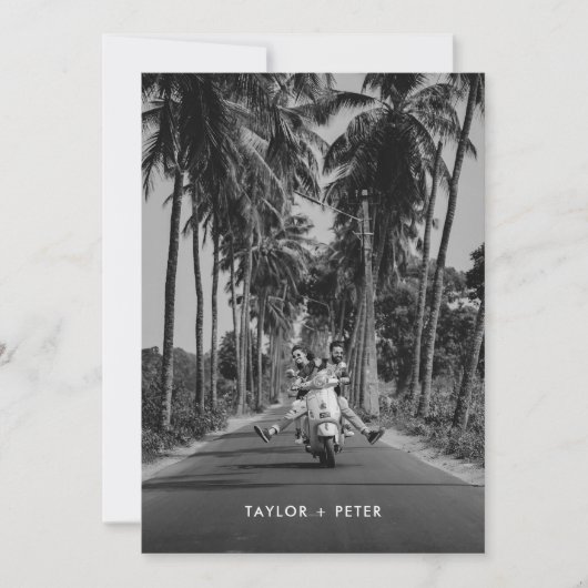 Palm Tree Tropical Photo Wedding Save the Date Kaart (Voorkant)