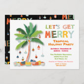 Palm Tree Tropical Retro Holiday Party Invitation Kaart (Voorkant / Achterkant)