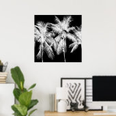Palm tree tropical summer hawaii black and white poster (Thuiskantoor)