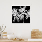 Palm tree tropical summer hawaii black and white poster (Keuken)