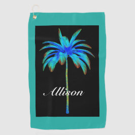 Palm Tree Tropical Turquoise Personalized Golfhanddoek