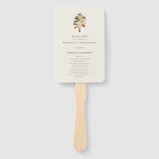 Palm Tree Tropical Wedding Custom Programma Handwaaier (Voorkant)