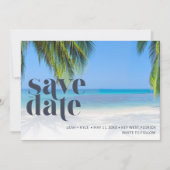 Palm Tree Tropische foto strand bruiloft Save The Date (Voorkant)