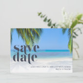 Palm Tree Tropische foto strand bruiloft Save The Date (Staand voorkant)