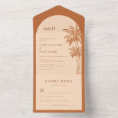 Palm Tree Tropische terracotta & crème Boho bruilo All In One Uitnodiging (Binnen)