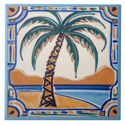 Palm Tree tropische vakantie strand huis decor Tegeltje (Voorkant)