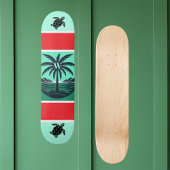 Palm Tree Turtle Silhouette Red Green Initial Persoonlijk Skateboard