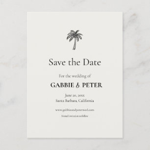 Palm Tree Typografie Clean Elegant Save the Date Briefkaart