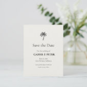 Palm Tree Typografie Clean Elegant Save the Date Kaart (Staand voorkant)