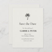 Palm Tree Typografie Clean Elegant Save the Date Kaart (Voorkant / Achterkant)