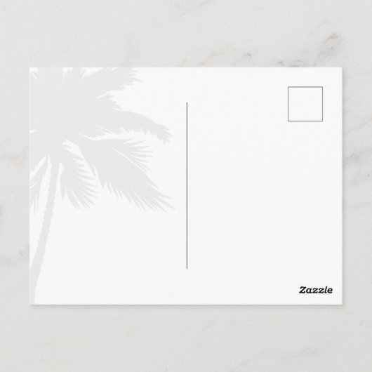Palm Tree Typografie Modern Blauwgroen De datum op Briefkaart (Achterkant)