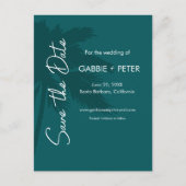 Palm Tree Typografie Modern Blauwgroen De datum op Briefkaart (Voorkant)