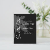 Palm Tree Typografie Zwart Wit Save the Date Briefkaart (Staand voorkant)