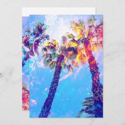 Palm Tree-uitnodiging, Notecard, Briefpapier Kaart (Voorkant / Achterkant)