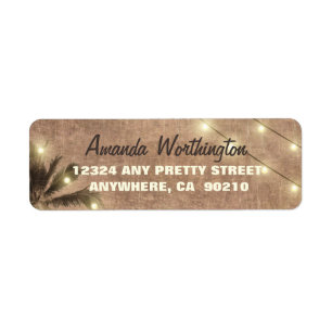 Palm Tree Vintage bruiloft retour adres labels