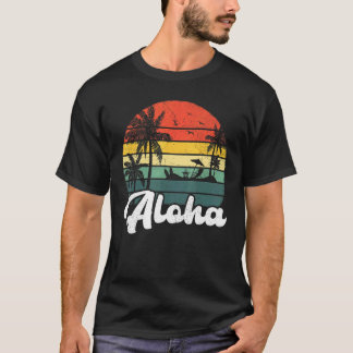 Palm Tree Vintage Retro Summer Vacation Hawaii Alo T-shirt