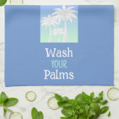 Palm Tree Was uw Palms Beach Island Blue Ombre Theedoek (Gevouwen)