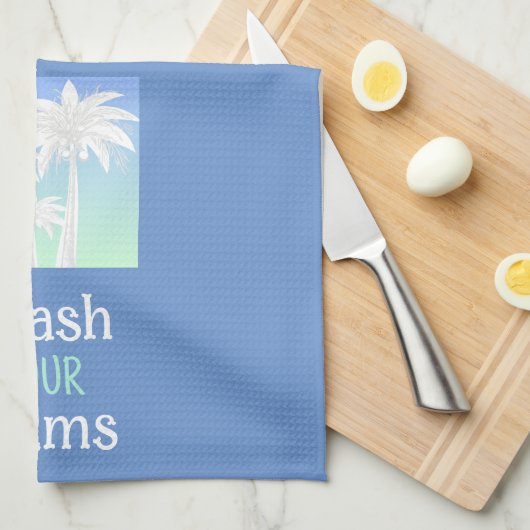 Palm Tree Was uw Palms Beach Island Blue Ombre Theedoek (Quarter Fold)