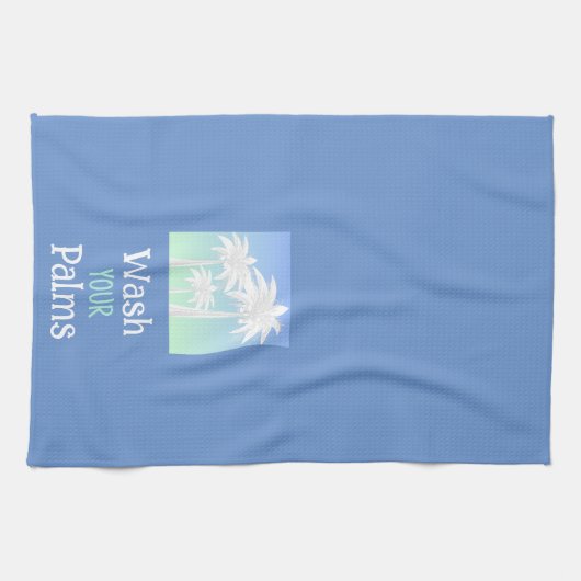 Palm Tree Was uw Palms Beach Island Blue Ombre Theedoek (Horizontaal)