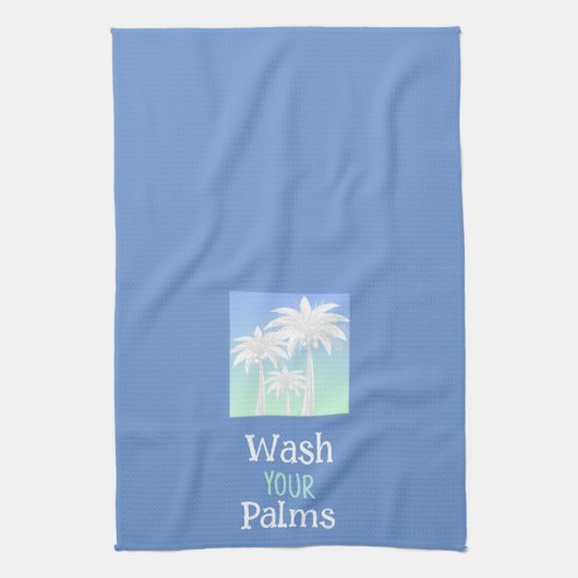 Palm Tree Was uw Palms Beach Island Blue Ombre Theedoek (Verticaal)