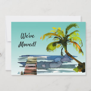 Palm Tree Waterfront Dock Aqua Nieuw Home Verhuize Aankondiging