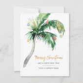 Palm Tree Waterverf Business Kerstfeestdag Notitiekaartje (Voorkant)