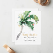 Palm Tree Waterverf Business Kerstfeestdag Notitiekaartje (Voorkant / Achterkant in situ)