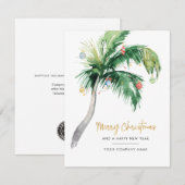Palm Tree Waterverf Business Kerstfeestdag Notitiekaartje (Voorkant / Achterkant)