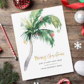 Palm Tree Waterverf Business Kerstfeestdag Notitiekaartje