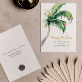 Palm Tree Waterverf Business Kerstfeestdag Notitiekaartje