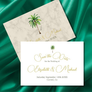 Palm Tree Waterverf Eenvoudige bruiloft Bewaar de  Save The Date