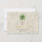 Palm Tree Waterverf Eenvoudige bruiloft Bewaar de Save The Date (Achterkant)