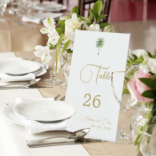 Palm Tree Waterverf Elegant Eenvoudige bruiloft Reclamebord Met Voetstuk