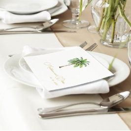 Palm Tree Waterverf Elegant Eenvoudige bruiloft Servet