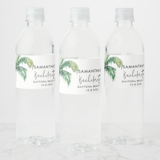 Palm Tree Waterverf Gepersonaliseerde vrijgezellen Waterfles Etiket (Flessen)