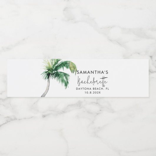 Palm Tree Waterverf Gepersonaliseerde vrijgezellen Waterfles Etiket (Enkel label)