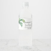 Palm Tree Waterverf Gepersonaliseerde vrijgezellen Waterfles Etiket (Voorkant)