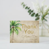 Palm Tree Waterverf Tropical dank u Briefkaart (Staand voorkant)