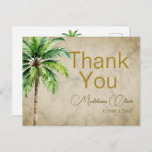 Palm Tree Waterverf Tropical dank u Briefkaart (Voorkant / Achterkant)