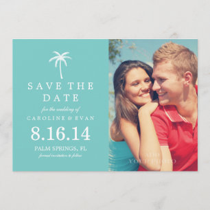 Palm Tree Weddenschap Save the Date {aqua}