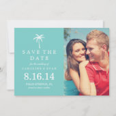 Palm Tree Weddenschap Save the Date {aqua} (Voorkant)